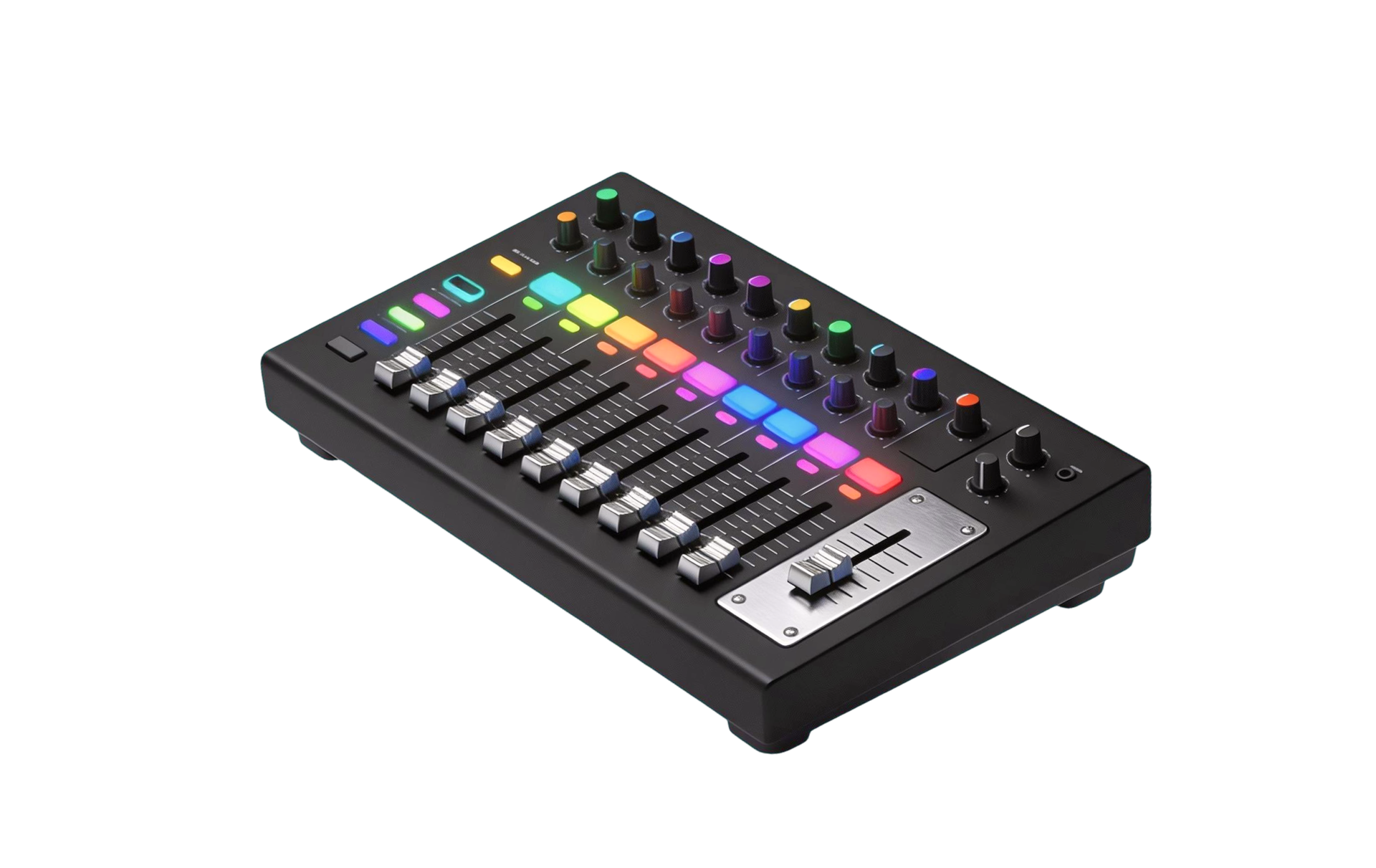 professional audio mixer with colorful controls music production 1